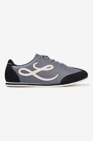 l" branded men's retro runner sneakers grey/black